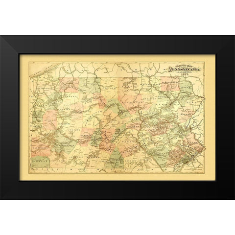 Pennsylvania Railways - Caldwell 1877 Black Modern Wood Framed Art Print by Caldwell