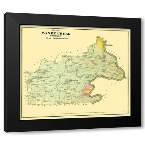 Sandy Creek Pennsylvania Landowner - Beers 1865 Black Modern Wood Framed Art Print by Beers