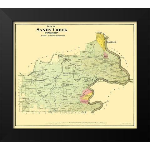 Sandy Creek Pennsylvania Landowner - Beers 1865 Black Modern Wood Framed Art Print by Beers