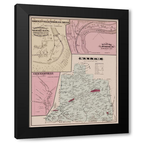 Salem Pennsylvania Landowner - Caldwell 1877 Black Modern Wood Framed Art Print by Caldwell