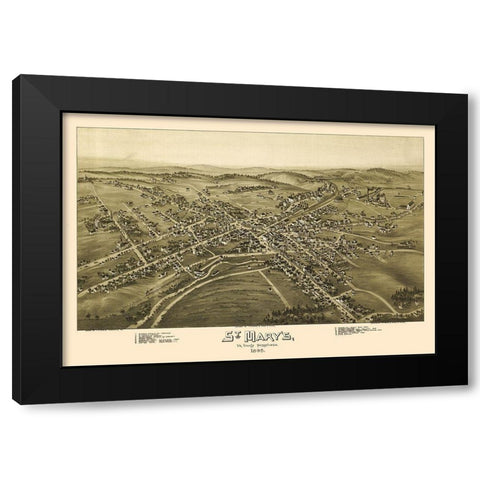 Saint Marys Pennsylvania - Fowler 1895 Black Modern Wood Framed Art Print by Fowler