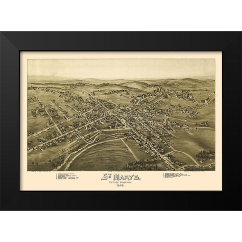 Saint Marys Pennsylvania - Fowler 1895 Black Modern Wood Framed Art Print by Fowler