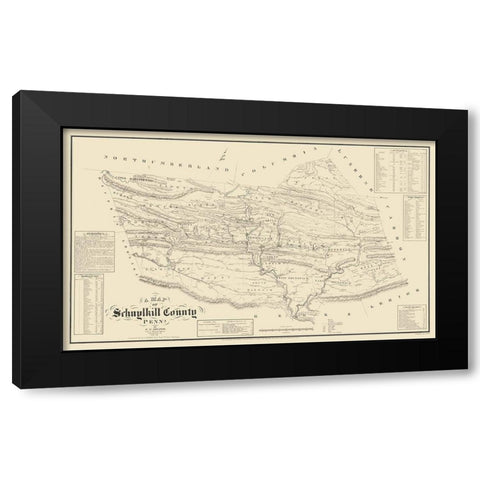 Schuylkill County Pennsylvania - Sheafer 1855 Black Modern Wood Framed Art Print by Sheafer