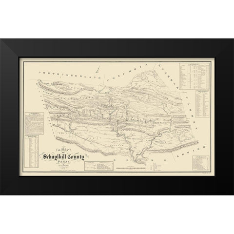 Schuylkill County Pennsylvania - Sheafer 1855 Black Modern Wood Framed Art Print by Sheafer
