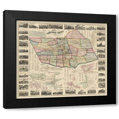 Schuylkill County Pennsylvania - Scott 1864 Black Modern Wood Framed Art Print by Scott