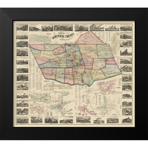 Schuylkill County Pennsylvania - Scott 1864 Black Modern Wood Framed Art Print by Scott
