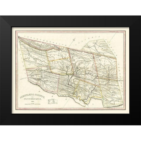 Schuylkill County Pennsylvania - 1830 Black Modern Wood Framed Art Print by Unknown