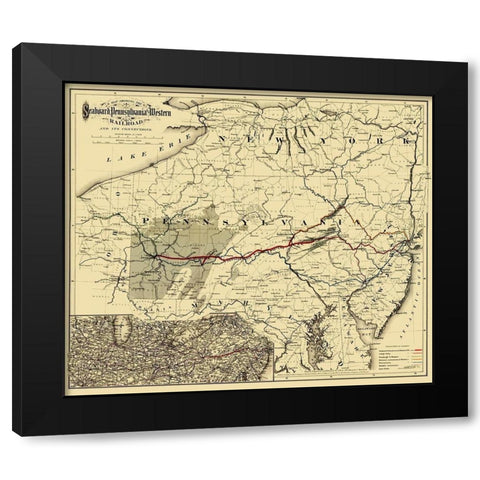Seaboard, Pennsylvania and Western Railroad 1884 Black Modern Wood Framed Art Print with Double Matting by Colton