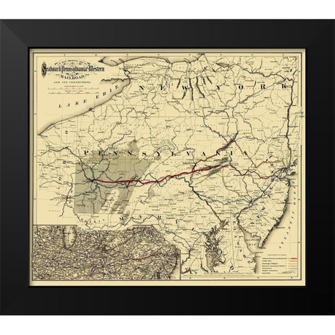 Seaboard, Pennsylvania and Western Railroad 1884 Black Modern Wood Framed Art Print by Colton