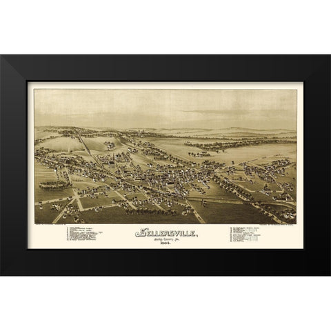 Sellersville Pennsylvania - Fowler 1894 Black Modern Wood Framed Art Print by Fowler