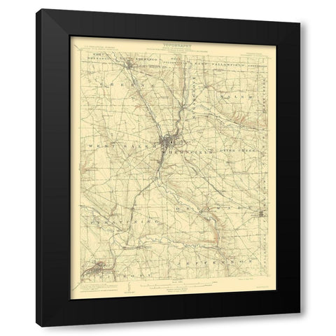 Shenango Pennsylvania Quad - USGS 1908 Black Modern Wood Framed Art Print with Double Matting by USGS