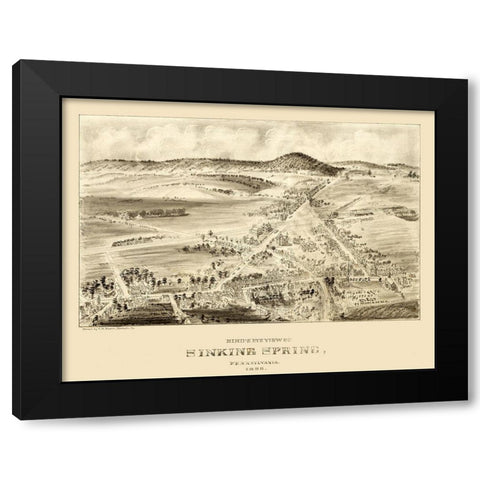 Sinking Spring Pennsylvania - Fowler 1898 Black Modern Wood Framed Art Print with Double Matting by Fowler