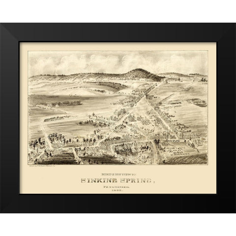 Sinking Spring Pennsylvania - Fowler 1898 Black Modern Wood Framed Art Print by Fowler