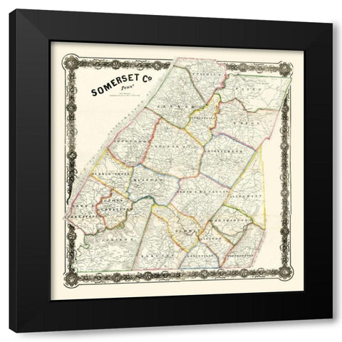 Somerset County Pennsylvania - 1860 Black Modern Wood Framed Art Print with Double Matting by Unknown