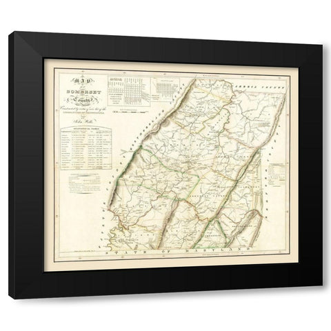 Somerset County Pennsylvania - Wells 1830 Black Modern Wood Framed Art Print by Wells