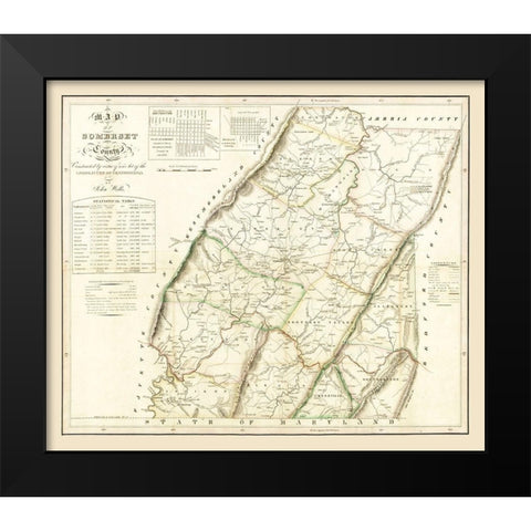 Somerset County Pennsylvania - Wells 1830 Black Modern Wood Framed Art Print by Wells