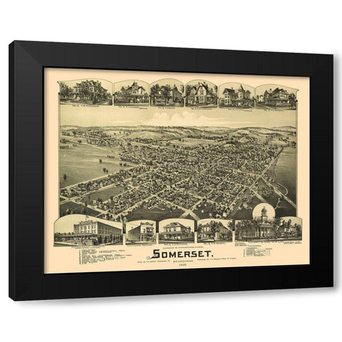 Somerset Pennsylvania - Fowler 1900 Black Modern Wood Framed Art Print by Fowler
