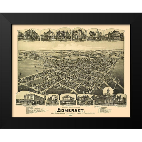 Somerset Pennsylvania - Fowler 1900 Black Modern Wood Framed Art Print by Fowler