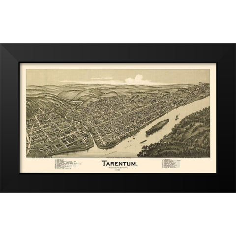Tarentum Pennsylvania - Fowler 1901 Black Modern Wood Framed Art Print by Fowler