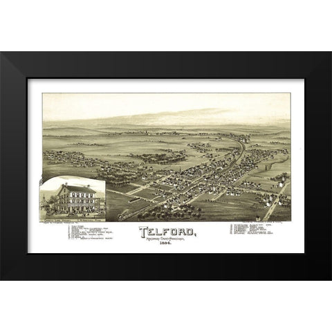 Telford Pennsylvania - Fowler 1894 Black Modern Wood Framed Art Print by Fowler
