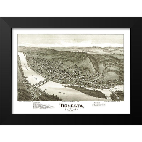 Tionesta Pennsylvania - Fowler 1896 Black Modern Wood Framed Art Print by Fowler
