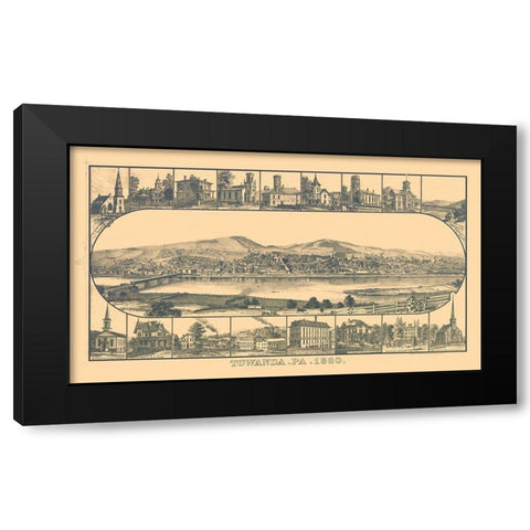 Towanda Pennsylvania - Crawford 1880 Black Modern Wood Framed Art Print with Double Matting by Crawford