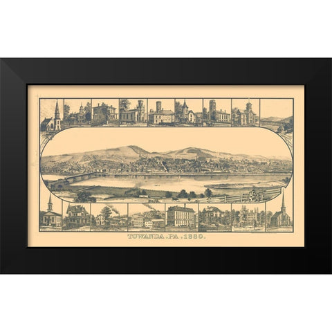 Towanda Pennsylvania - Crawford 1880 Black Modern Wood Framed Art Print by Crawford