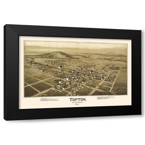 Topton Pennsylvania - Fowler 1893 Black Modern Wood Framed Art Print with Double Matting by Fowler