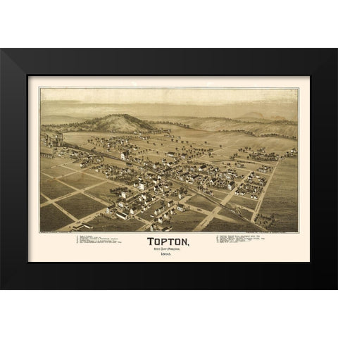 Topton Pennsylvania - Fowler 1893 Black Modern Wood Framed Art Print by Fowler