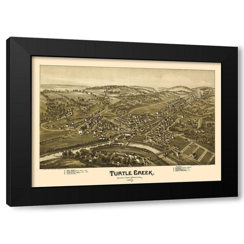 Turtle Creek Pennsylvania - Fowler 1897 Black Modern Wood Framed Art Print by Fowler