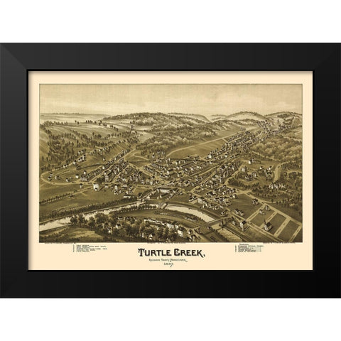 Turtle Creek Pennsylvania - Fowler 1897 Black Modern Wood Framed Art Print by Fowler