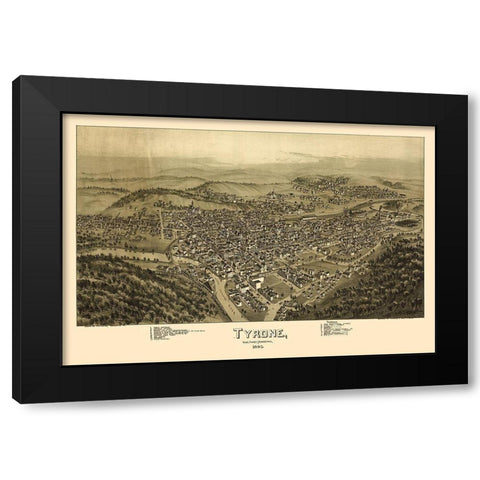 Tyrone Pennsylvania - Fowler 1895 Black Modern Wood Framed Art Print by Fowler