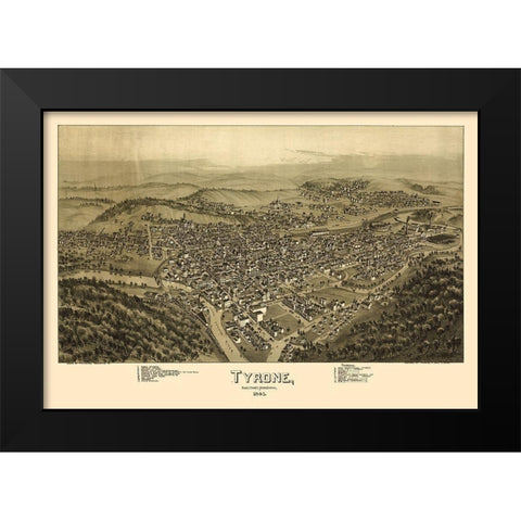Tyrone Pennsylvania - Fowler 1895 Black Modern Wood Framed Art Print by Fowler