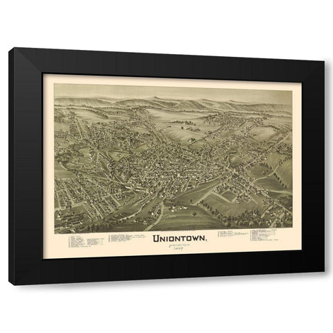 Uniontown Pennsylvania - Fowler 1897 Black Modern Wood Framed Art Print with Double Matting by Fowler