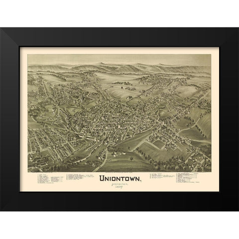 Uniontown Pennsylvania - Fowler 1897 Black Modern Wood Framed Art Print by Fowler