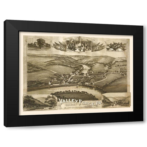 Valley Forge Pennsylvania - Moyer 1890 Black Modern Wood Framed Art Print with Double Matting by Moyer