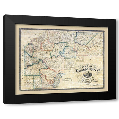Venango County Pennsylvania - Irwin 1857 Black Modern Wood Framed Art Print with Double Matting by Irwin