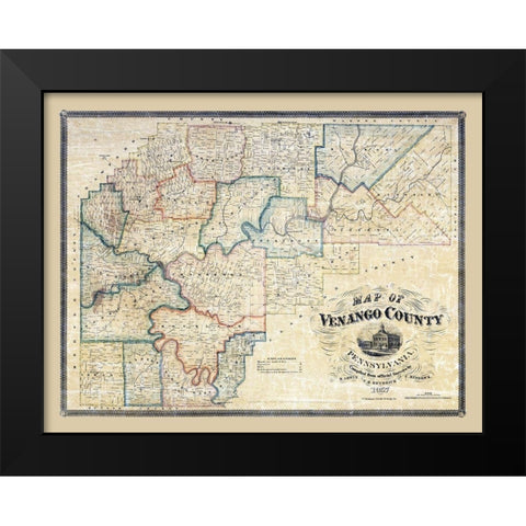 Venango County Pennsylvania - Irwin 1857 Black Modern Wood Framed Art Print by Irwin