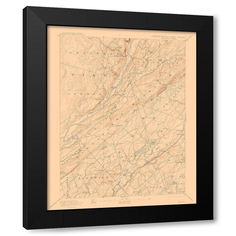 Pennsylvania Wallpack Sheet - USGS 1893 Black Modern Wood Framed Art Print with Double Matting by USGS