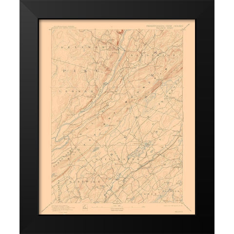Pennsylvania Wallpack Sheet - USGS 1893 Black Modern Wood Framed Art Print by USGS