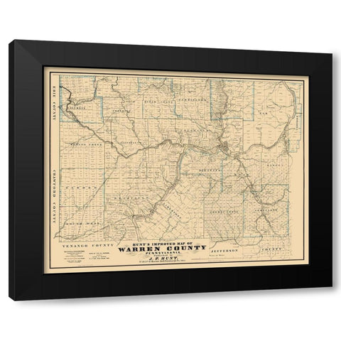 Warren County Pennsylvania - Hunt 1865 Black Modern Wood Framed Art Print with Double Matting by Hunt
