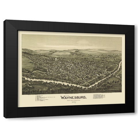 Waynesburg Pennsylvania - Fowler 1897 Black Modern Wood Framed Art Print by Fowler