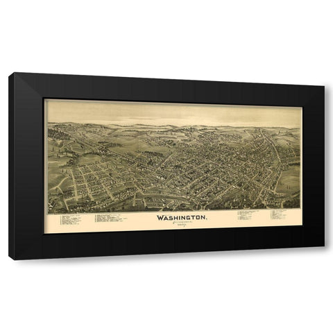 Washington Pennsylvania - Fowler 1897 Black Modern Wood Framed Art Print by Fowler