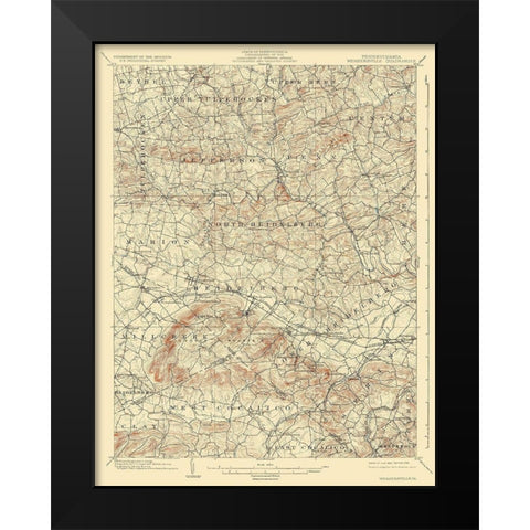 Wernersville Pennsylvania Quad - USGS 1902 Black Modern Wood Framed Art Print by USGS