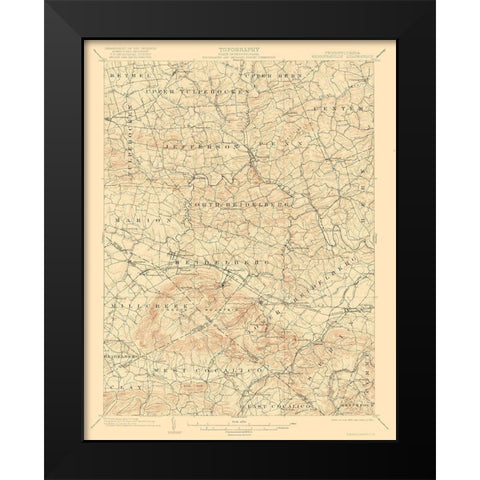 Wernersville Pennsylvania Quad - USGS 1902 Black Modern Wood Framed Art Print by USGS