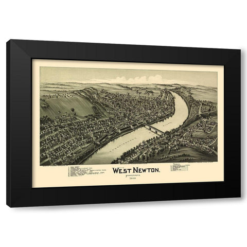 West Newton Pennsylvania - Fowler 1900 Black Modern Wood Framed Art Print by Fowler