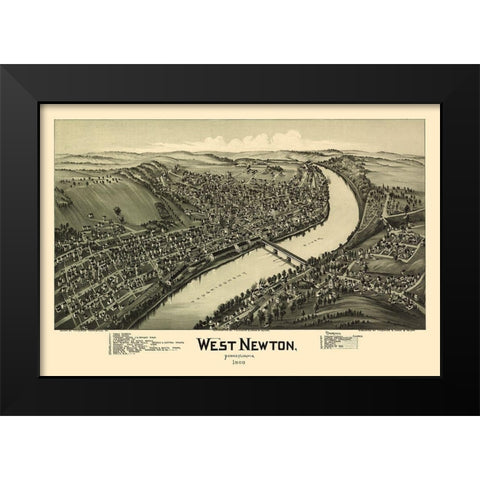 West Newton Pennsylvania - Fowler 1900 Black Modern Wood Framed Art Print by Fowler