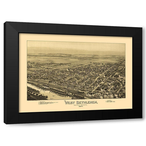 West Bethlehem Pennsylvania - Fowler 1894 Black Modern Wood Framed Art Print by Fowler