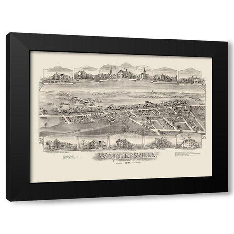 Wernersville Pennsylvania - Fowler 1898 Black Modern Wood Framed Art Print by Fowler