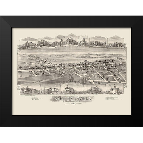 Wernersville Pennsylvania - Fowler 1898 Black Modern Wood Framed Art Print by Fowler